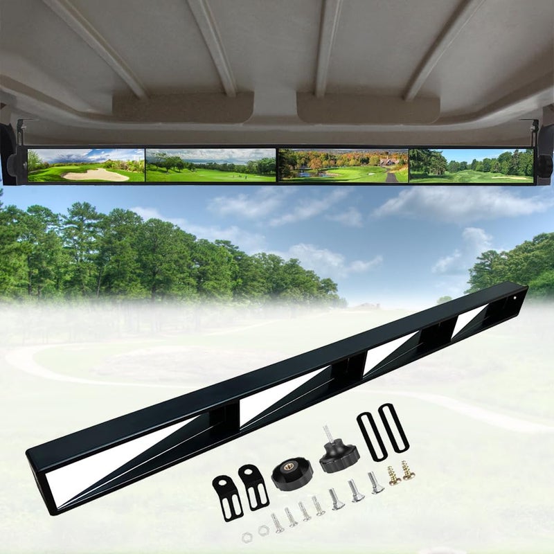 WLOOD Golf Cart Mirror,Universal 4 Panel Mirror fits Golf Carts EZGO, Club CAR ï¼ŒYamahaï¼ˆRear View Mirror ï¼‰ - Image 1